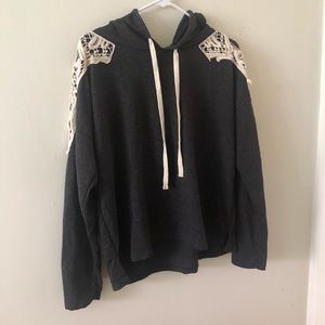 Rue21 Dark Grey Sweater with Lace on Shoulders